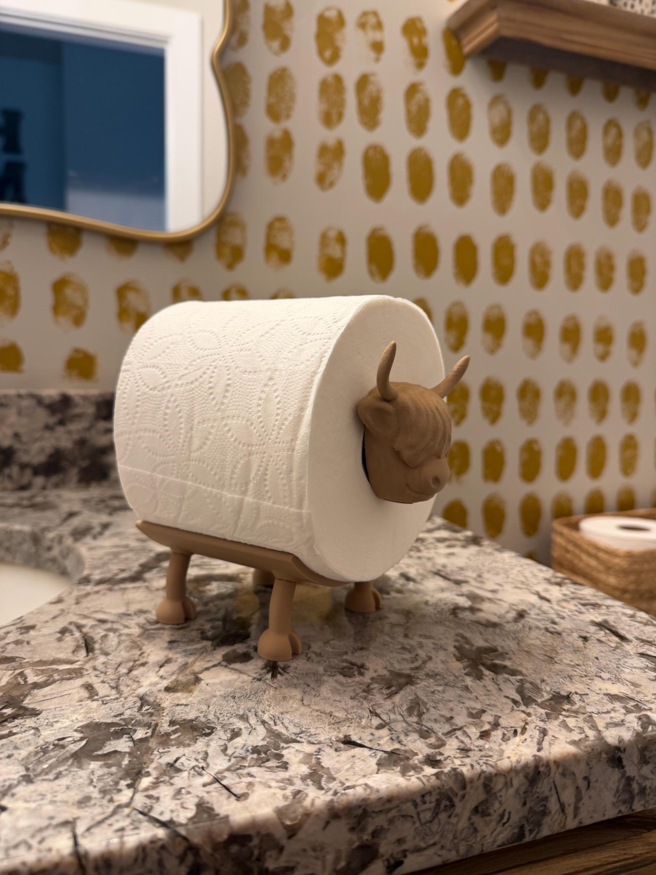Highland Cow Toilet Paper Holder | Farmhouse Bathroom Decor | Animal Toilet Paper Stand