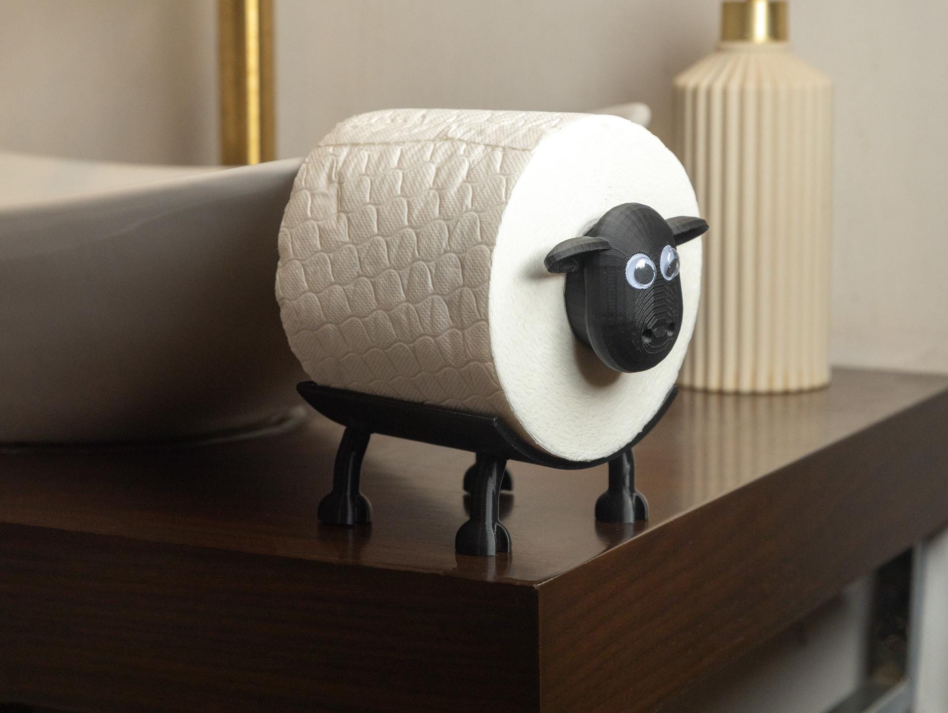 Sheep Toilet Paper Holder | Farmhouse Bathroom Decor | Animal Toilet Paper Stand